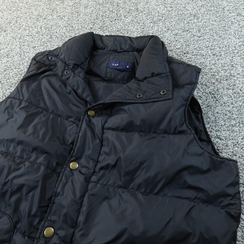 Lands End Vest Mens M Black Down Quilted Puffer Insulated Jacket Outdoor Hiking